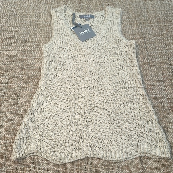 Marled Tops - **LAST CALL** New Marled Open Knit Cream Sleeveless Tank Top XS